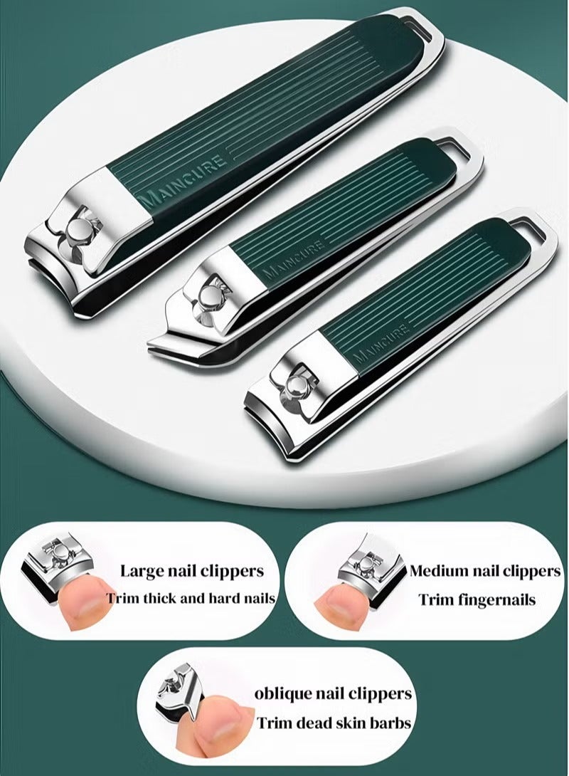 مجموعة مقص أظافر احترافية 22 في 1، مقص أظافر باللون الأخضر - Image 3